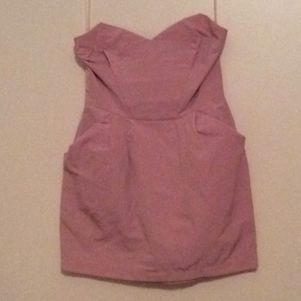 Pink Strapless Dress with Pockets